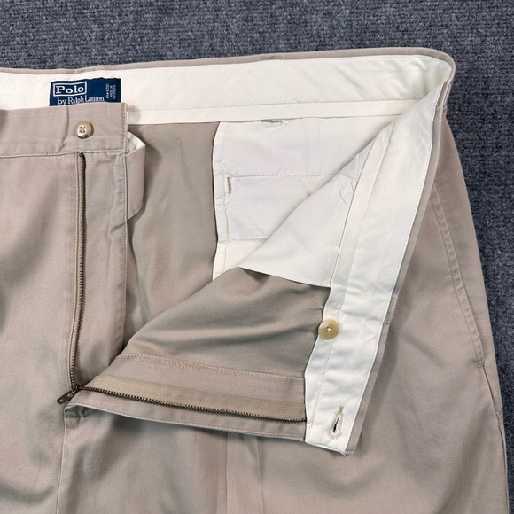 Polo Ralph Lauren Big Andrew Pants Men's 48x32 Khaki Pleated Cotton Classic - Picture 6 of 12
